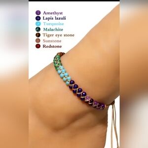 Multicolor Natural Stone Beaded Anklet Adjustable Size 6.29-11.81 Inches